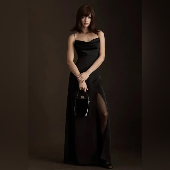 BHLDN REMY COWL-NECK FAUX-WRAP SATIN GOWN - Picture 1 of 5